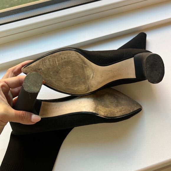 ZARA Women Black Sock Boot Pointed Toe Size 36 / 6 - Picture 8 of 10